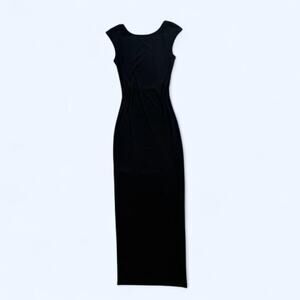 Black backless maxi dress shein